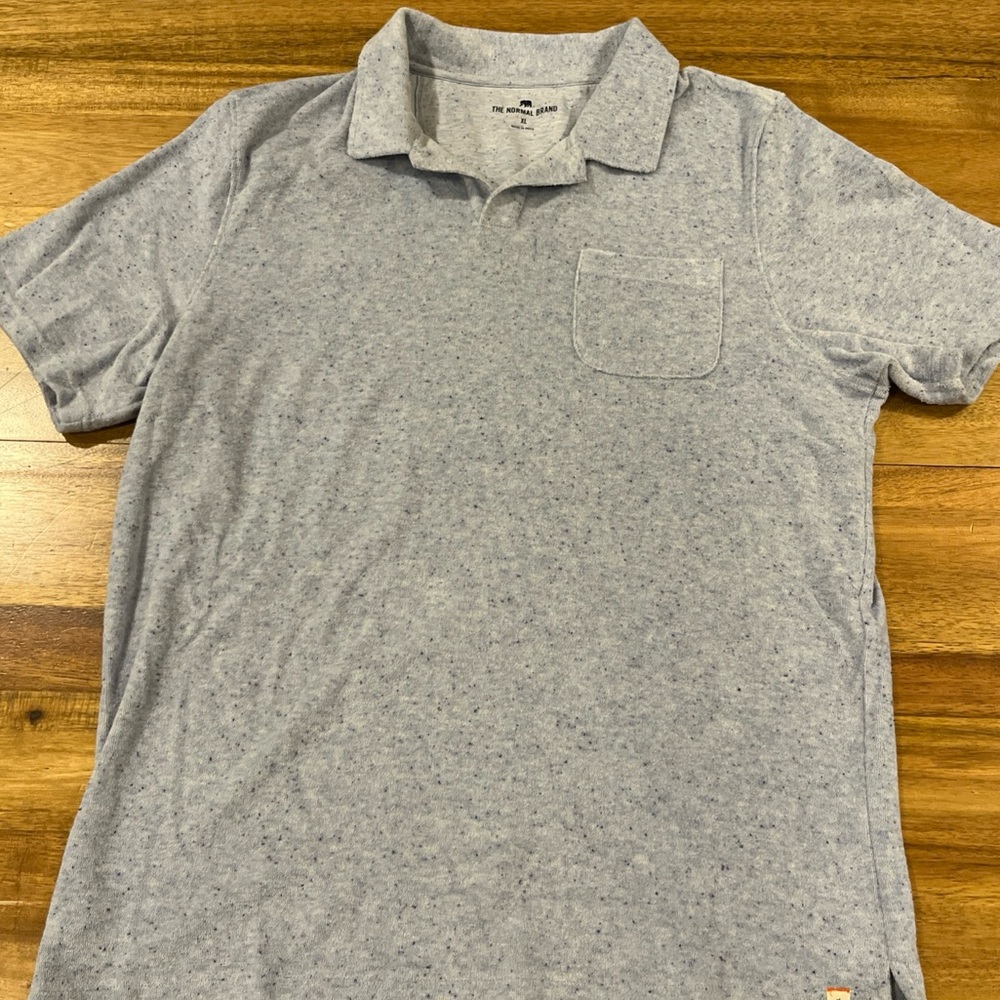 The Normal Brand Towel Terry Polo Size XL Blue Short Sleeve Shirt Men's Preppy